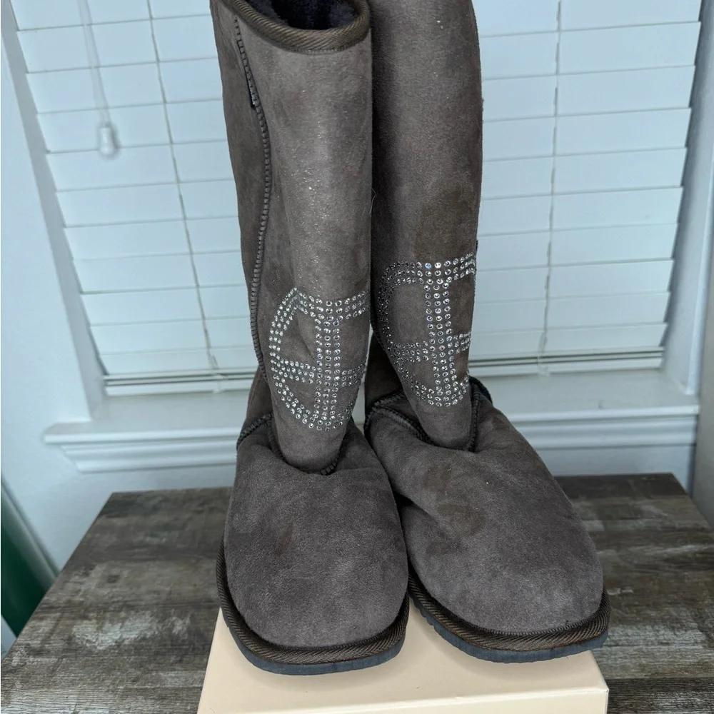 Koolaburra Brown Suede Boots with Rhinestone Detail